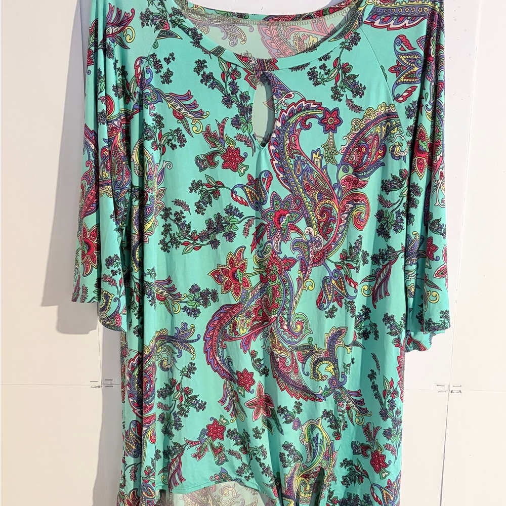 Vibrant Paisley Print Blouse in Teal